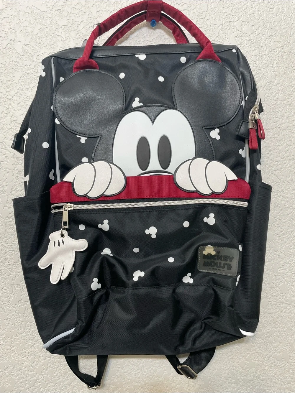 Disney Black and Red Mickey Mouse Peek-A-Boo Backpack